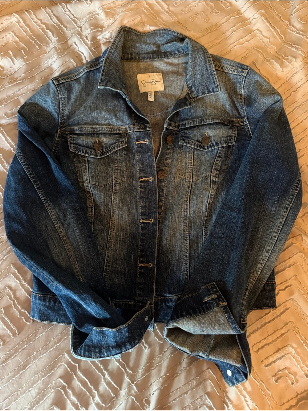 Jessica Simpson Blue Denim Jacket - Women's Classic Jean Coat size large